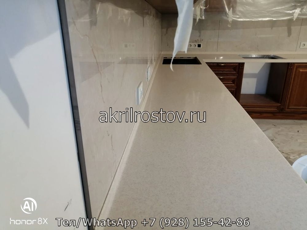 Белая акриловая столешница с интегрированной кухонной мойкой Кухонная поверхность из белого искусственного камня с встроенной мойкой