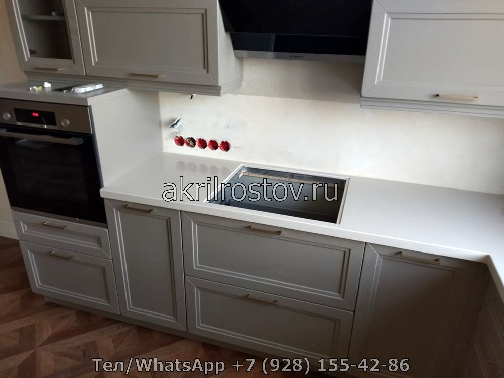 Изготовление угловой столешницы из акрилового камня для кухни на заказ Эксклюзивная кухонная столешница из белого акрила с угловым дизайном