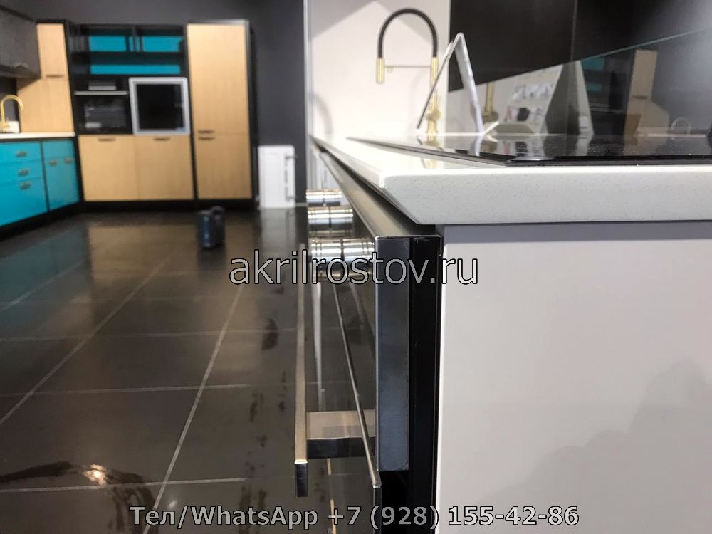 Эксклюзивная белая акриловая столешница для кухни на заказ Современная кухонная поверхность из белого акрила по индивидуальному проекту