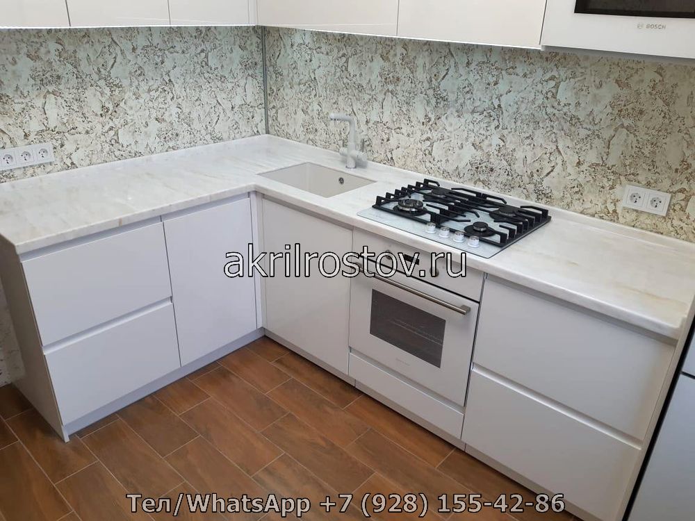 Индивидуальное изготовление акриловой столешницы для кухни с мойкой и плитой Эксклюзивная столешница из акрила с интегрированной мойкой и варочной поверхностью