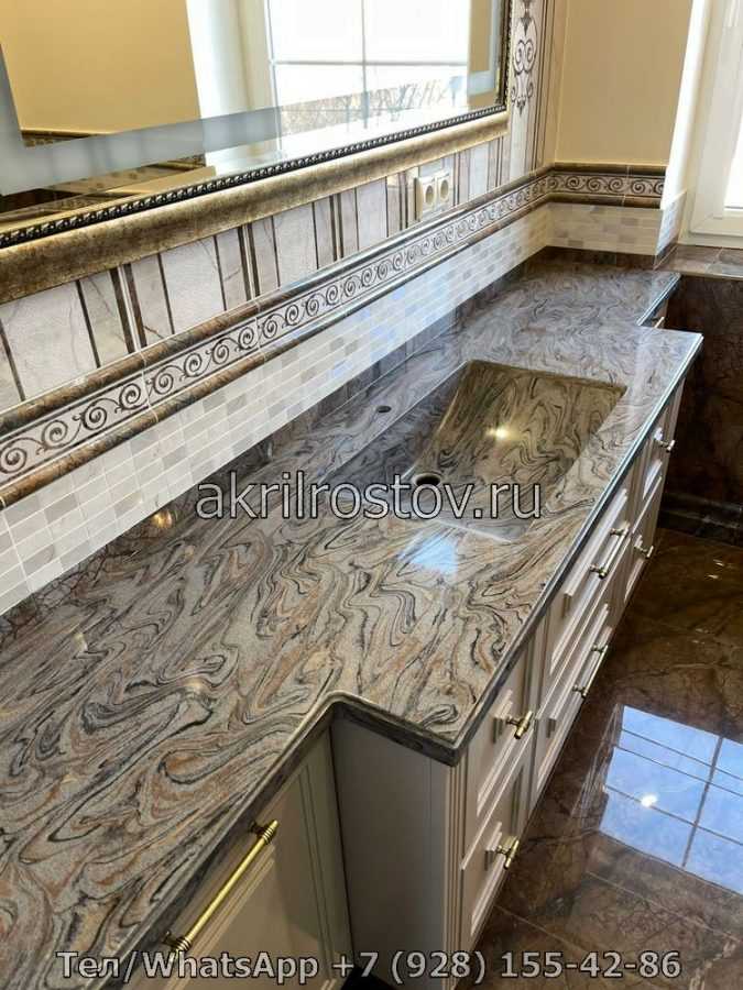 Столешница с интегрированной раковиной для ванной Столешница с интегрированной раковиной для ванной